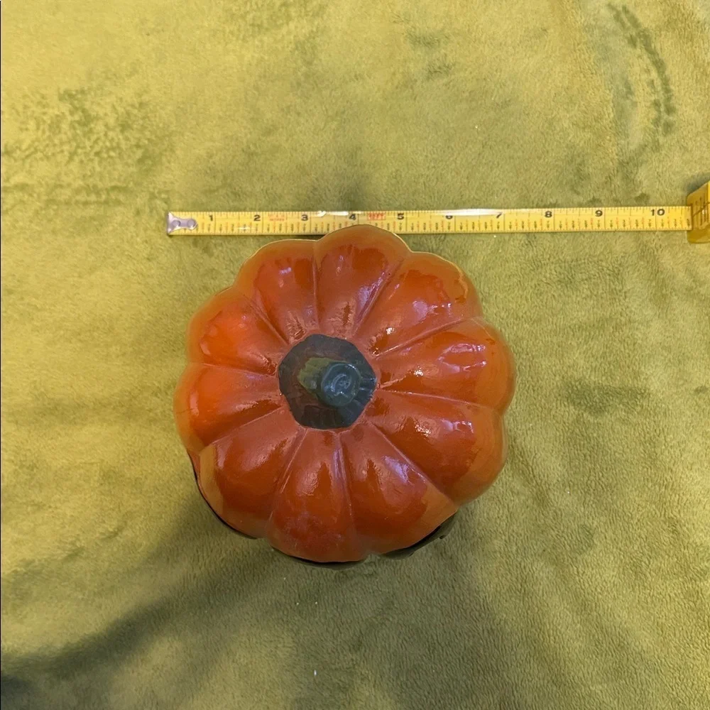 Decorative Light Up Boo Halloween Orange Pumpkin (green stem) Approximately 6”